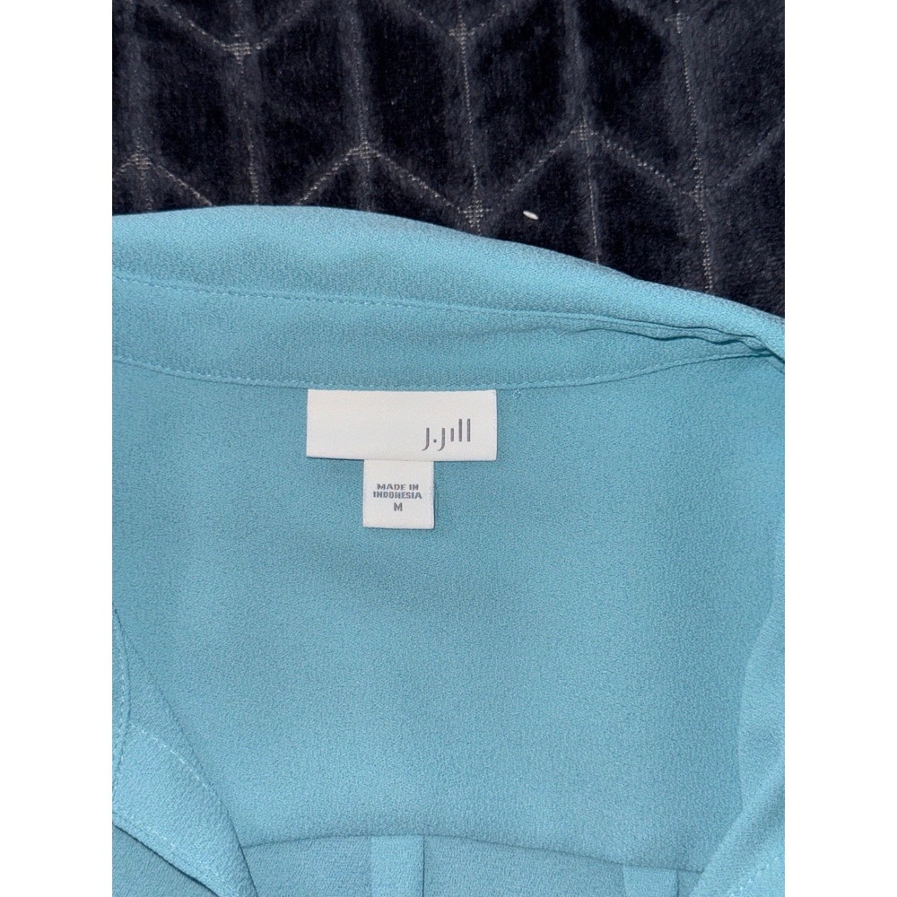 J. Jill Shirt Women Blue Button Up Collared Long Sleeve Casual Solid Size Medium - Picture 2 of 7